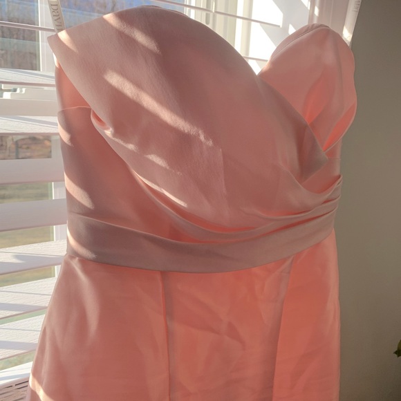 David’s Bridal Strapless Pleated Sweetheart Bridesmaid Gown Petal Pink 0 - Picture 6 of 7